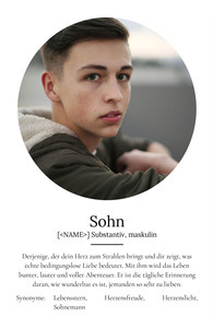 "Sohn" Definition - Geschenk als Poster, Leinwand erstellen. Eigene Fotos und Text.