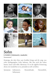 "Sohn" Definition - Geschenk als Poster, Leinwand erstellen. Eigene Fotos und Text.
