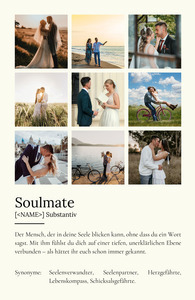 "Soulmate" Definition - Geschenk als Poster, Leinwand erstellen. Eigene Fotos und Text.