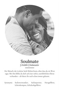 "Soulmate" Definition - Geschenk als Poster, Leinwand erstellen. Eigene Fotos und Text.