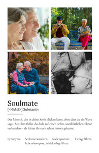 "Soulmate" Definition - Geschenk als Poster, Leinwand erstellen. Eigene Fotos und Text.