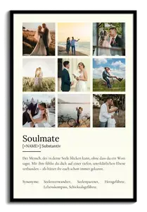 "Soulmate" Definition - Geschenk als Poster, Leinwand erstellen. Eigene Fotos und Text.