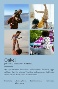"Onkel" Definition - Geschenk als Poster, Leinwand erstellen. Eigene Fotos und Text.