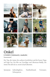 "Onkel" Definition - Geschenk als Poster, Leinwand erstellen. Eigene Fotos und Text.