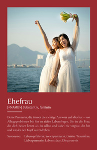 "Ehefrau" Definition - Geschenk als Poster, Leinwand erstellen. Eigene Fotos und Text.