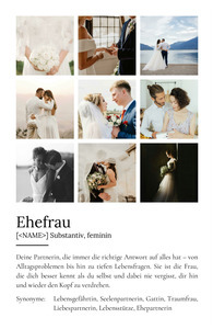 "Ehefrau" Definition - Geschenk als Poster, Leinwand erstellen. Eigene Fotos und Text.