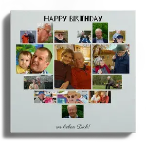 Herz-Fotocollage aus deinen Fotos - jetzt gestalten als Geschenk zum Geburtstag