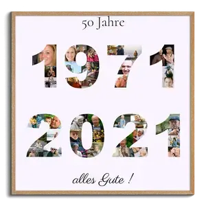 Jahreszahlen-Fotocollage – Gestalte 1975–2025 mit deinen Fotos, für Geburtstag & Jubiläum