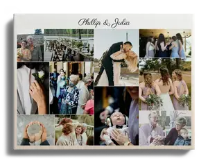 Personalisiertes Wandbild - Hochzeitscollage mit Namen des Brautpaares