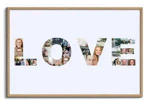 Fotogeschenk zur Hochzeit oder zum Jahrestag - Schriftzug „LOVE"