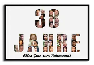 Fotoposter als Geschenk zum Ruhestand – Collage mit Buchstaben & Zahlen