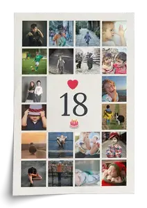 Fotocollage Zahl 18 – 20–80 Fotos für 18. Geburtstag & Volljährigkeit – jetzt gestalten
