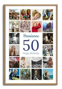 Foto-Zahlencollage 50 gestalten – dein Geschenk zum 50. Geburtstag mit Namen & Text