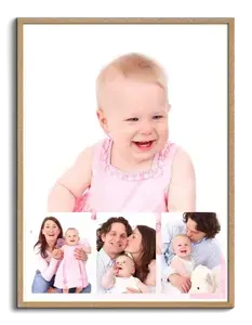 Familien-Fotocollage mit Hintergrundfoto, 3 Fotos unten - jetzt personalisieren
