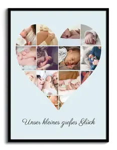 Gestalte deine herzförmige Babyfoto-Collage – Unser kleines großes Glück!