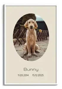 Trauer-Collage Hund mit Einzelbild, Namen & Daten