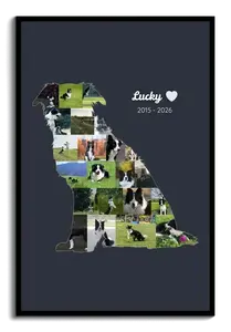 Trauer-Fotocollage Hundesilhouette, Name & Jahre