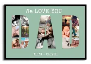 Fotocollage "We LOVE YOU DAD" erstellen. Personalisiert mit eigenen Fotos und Namen