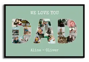 Fotocollage "We LOVE YOU DAD" erstellen. Personalisiert mit eigenen Fotos und Namen