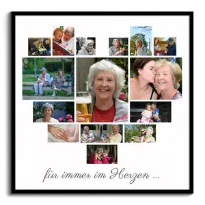 Fotocollage mit Bildern als Herz zur Erinnerung
