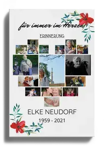 Trauercollage - Fotocollage mit Blumenmotiv in Herzform
