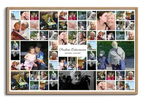 Gestalte deine Trauercollage auf Leinwand mit persönlichen Fotos und Texten