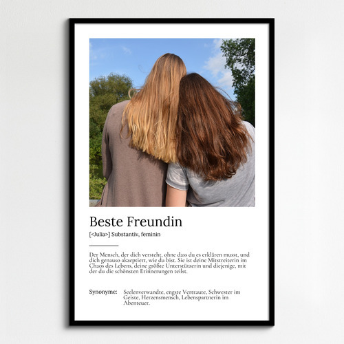 Erstelle dein persönliches Definitions-Poster "Beste Freundin" mit eigenem Foto - das perfekte Geschenk