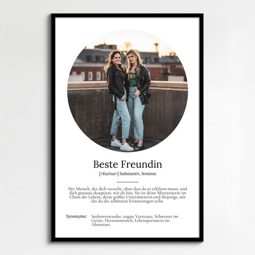 Erstelle dein persönliches Definitions-Poster "Beste Freundin" mit eigenem Foto - das perfekte Geschenk