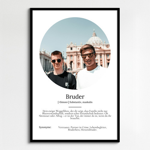 Dein personalisiertes Bruder-Poster im Duden-Stil gestalten – perfektes Geschenk mit eigenem Foto!