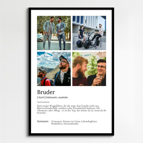 Dein personalisiertes Bruder-Poster im Duden-Stil gestalten – perfektes Geschenk mit eigenem Foto!