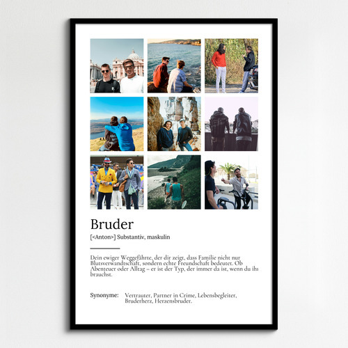 Dein personalisiertes Bruder-Poster im Duden-Stil gestalten – perfektes Geschenk mit eigenem Foto!