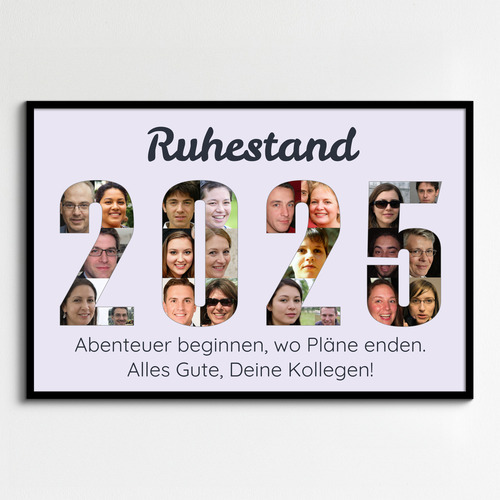 Fotocollage Jahreszahl von Kollegen zum Ruhestand