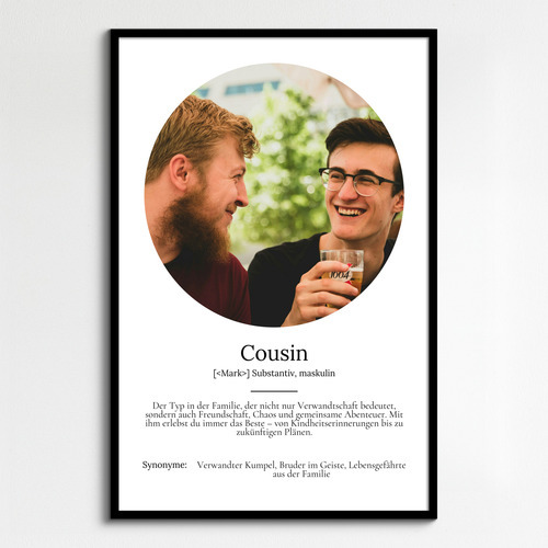 Gestalte dein persönliches Definition-Poster für deinen Cousin – dein einzigartiges Geschenk!