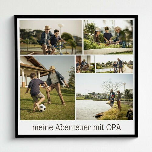 Fotogeschenk für Opa: quadratische Postercollage mit individuellem Text