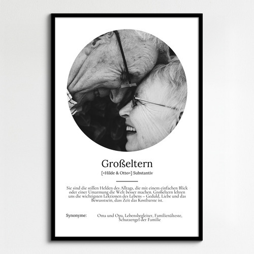 Erstelle ein personalisiertes Definitions-Poster für deine Großeltern mit eigenem Foto und Text!