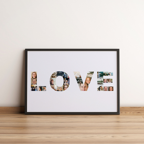Fotogeschenk zur Hochzeit oder zum Jahrestag - Schriftzug „LOVE"