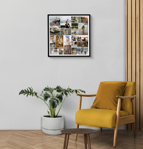 Fotocollage „Familie“ mit 22 Bildern – quadratisches Poster 50x50cm