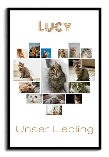 Herz-Collage mit Katze und individuellem Text