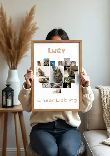 Herz-Collage mit Katze und individuellem Text