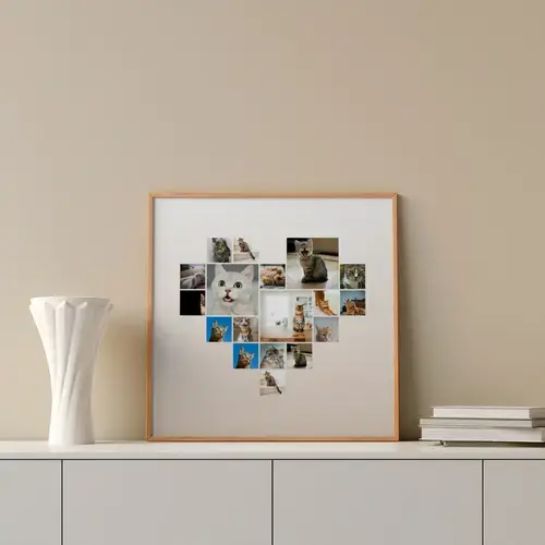 Herz-Collage mit Katze und individuellem Text