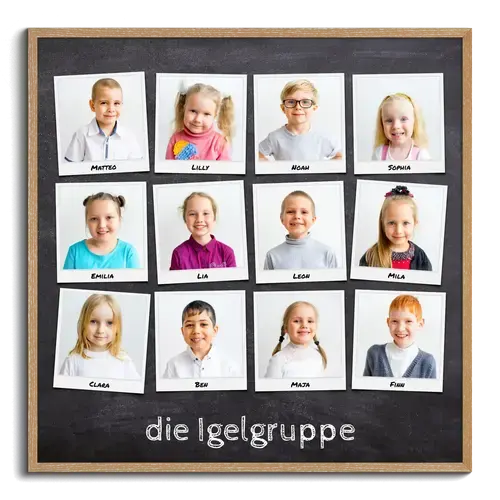 Fotocollage Abschiedsgeschenk Kindergarten Gruppenfoto als Polaroid mit Namen der Kinder