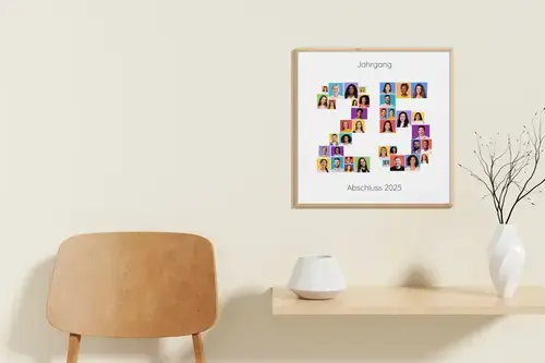 Jahrgangscollage mit personalisierter Beschriftung
