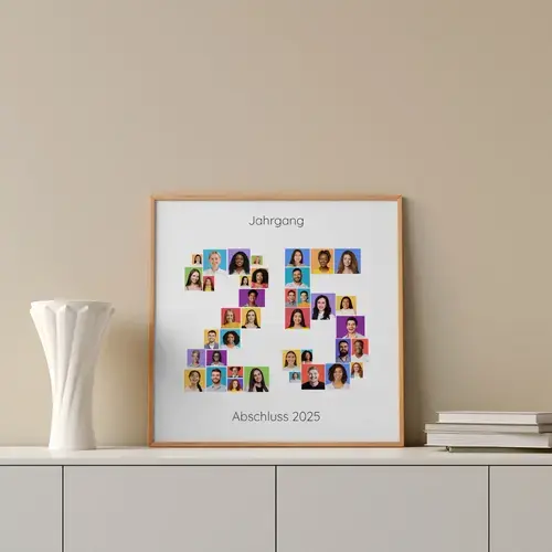 Jahrgangscollage mit personalisierter Beschriftung