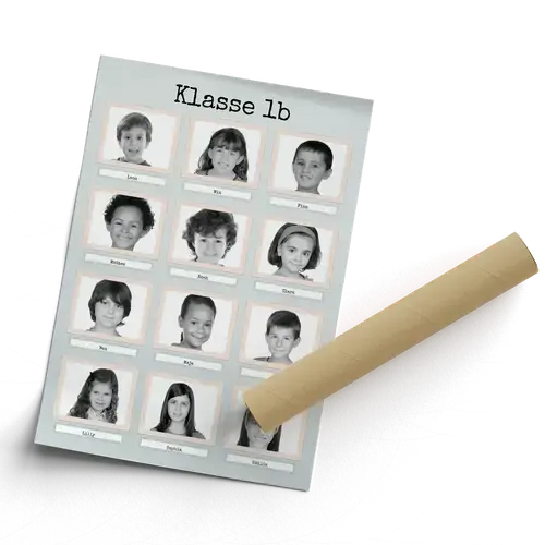 Kreiere deine eigene Retro-Schwarz-Weiß-Klassenfoto-Collage mit Namen der Kinder!
