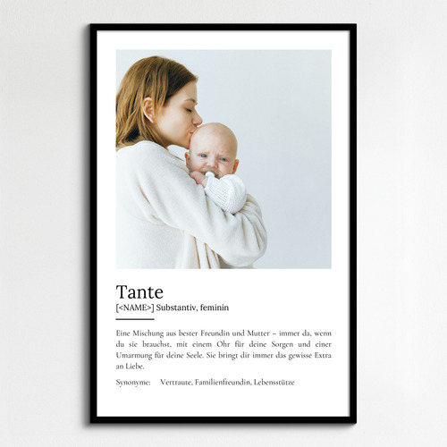 "Tante" Definition - Geschenk als Poster, Leinwand erstellen. Eigene Fotos und Text.