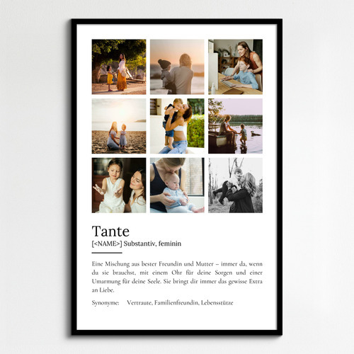 "Tante" Definition - Geschenk als Poster, Leinwand erstellen. Eigene Fotos und Text.