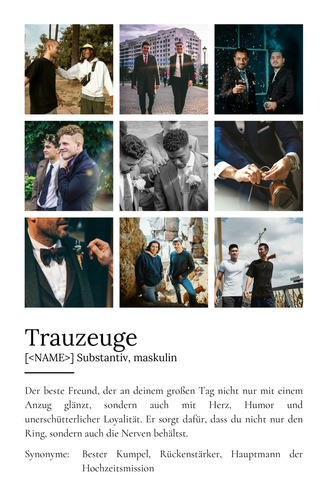 "Trauzeuge" Definition - Geschenk als Poster, Leinwand erstellen. Eigene Fotos und Text.
