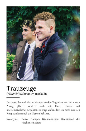 "Trauzeuge" Definition - Geschenk als Poster, Leinwand erstellen. Eigene Fotos und Text.