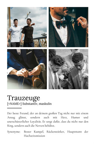"Trauzeuge" Definition - Geschenk als Poster, Leinwand erstellen. Eigene Fotos und Text.