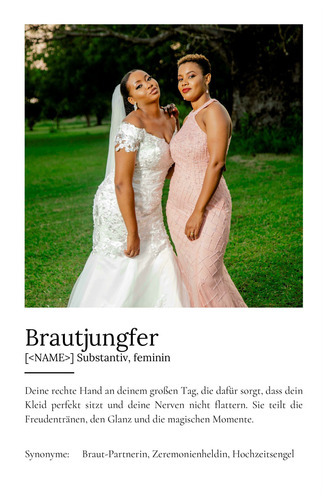 "Brautjungfer" Definition - Geschenk als Poster, Leinwand erstellen. Eigene Fotos und Text.